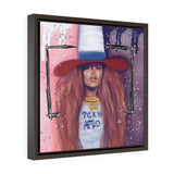 Pick Yo Afro Square Framed Premium Gallery Wrap Canvas